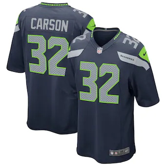 mens nike chris carson navy seattle seahawks game player je
